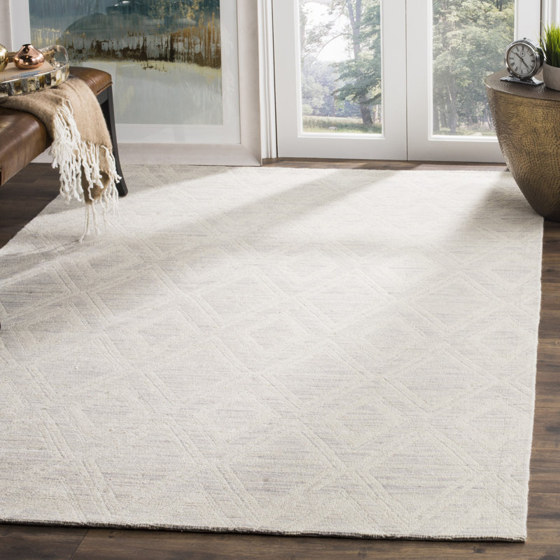Foundstone Jon Geometric Handmade Flatweave Wool Silver Ivory Area Rug Reviews Wayfair