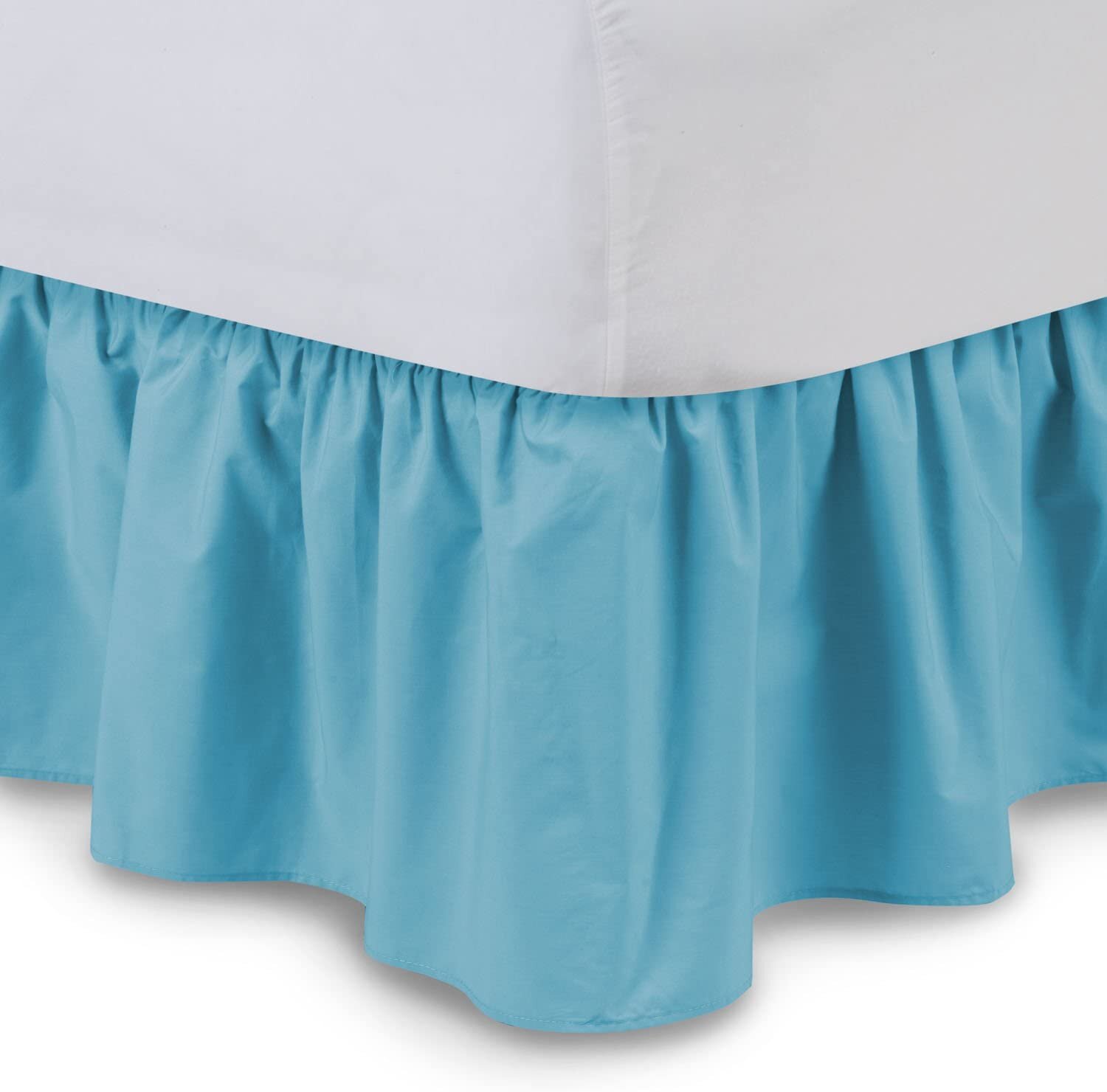 Full -12,Aqua Blue Made with Fresh Egyptian Cotton Dust Ruffle Bed Skirt with Split Corners for Day beds Three Side Coverage Easy fit