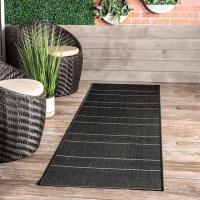 Randall Striped Machine Woven / Power Loomed Indoor/Outdoor Patio Rug