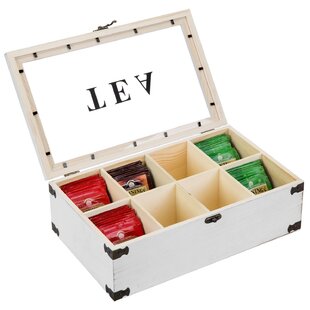 Tea Box Organizer Store Tea Bags 8 Compartments Lid Magnetic Closure Decorative 
