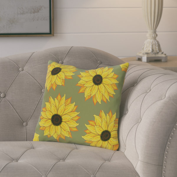 August Grove Cherokee Sunflower Power Floral Outdoor Square Pillow Cover Insert Reviews Wayfair