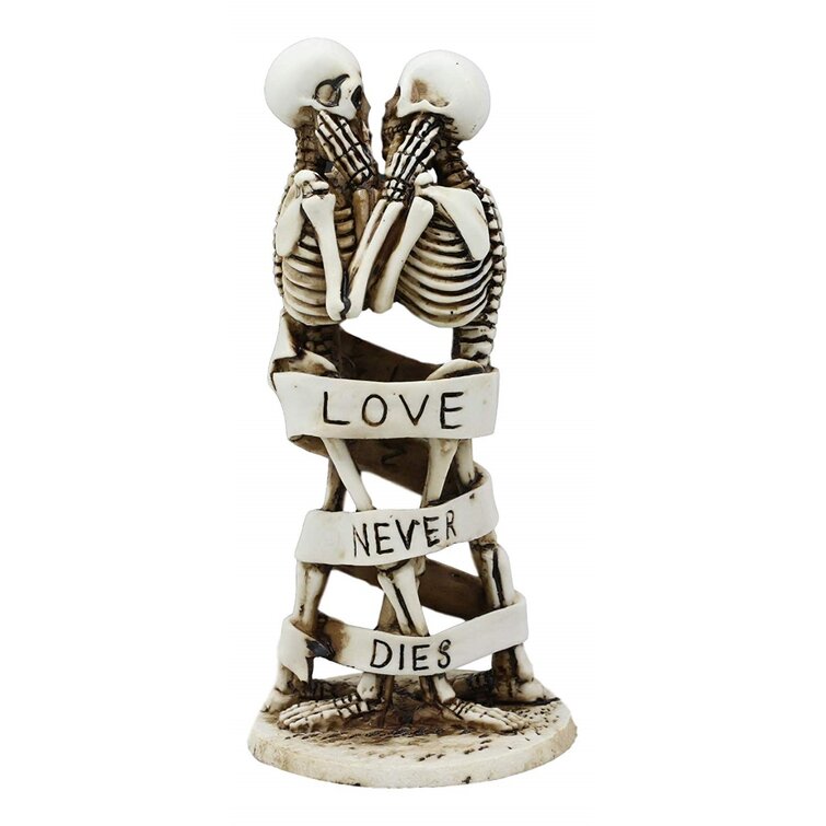 Love never Dies Skelett Kantenhocker Gothic Liebe Hochzeit Figur Deko 