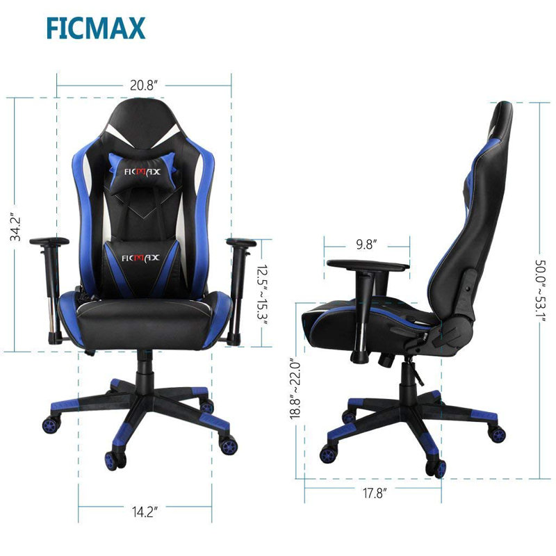 Aosom Ficmax Ergonomic Racing Style Gaming Chair High Back Computer Pc Swivel Seat With Massage Lumbar Support And Headrest Pillow Reviews Wayfair