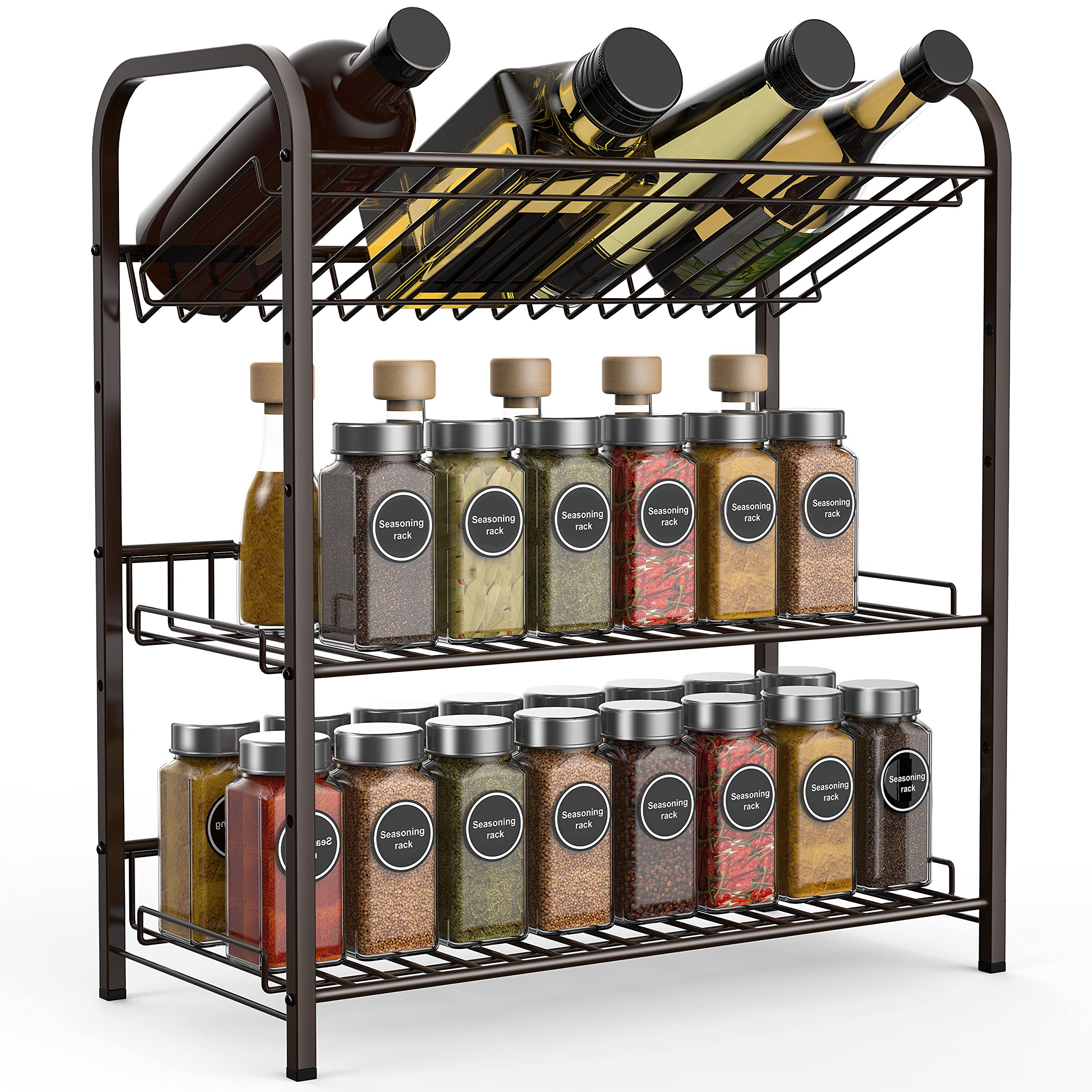 3 Tier Kitchen Spice Rack Storage Organizer Seasoning Bottle Stand Shelf Holder 
