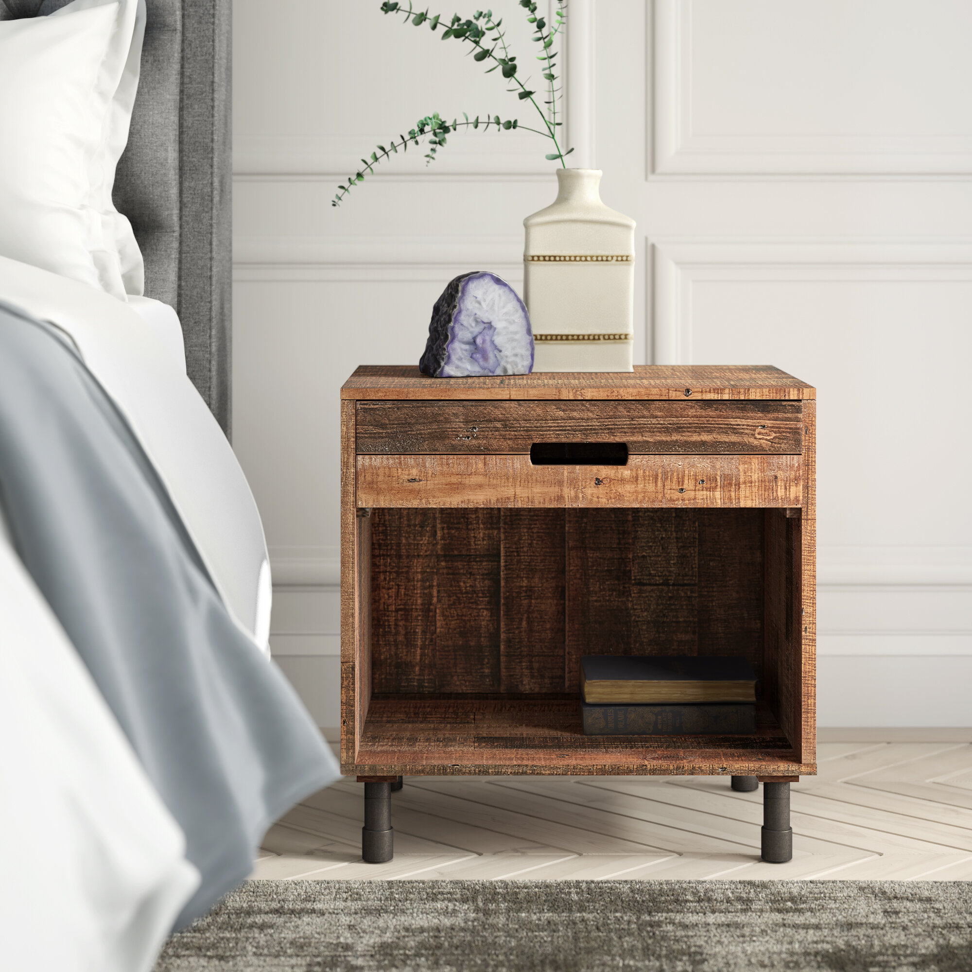 Greyleigh Judsonia 1 Drawer Solid Wood Nightstand Reviews Wayfair