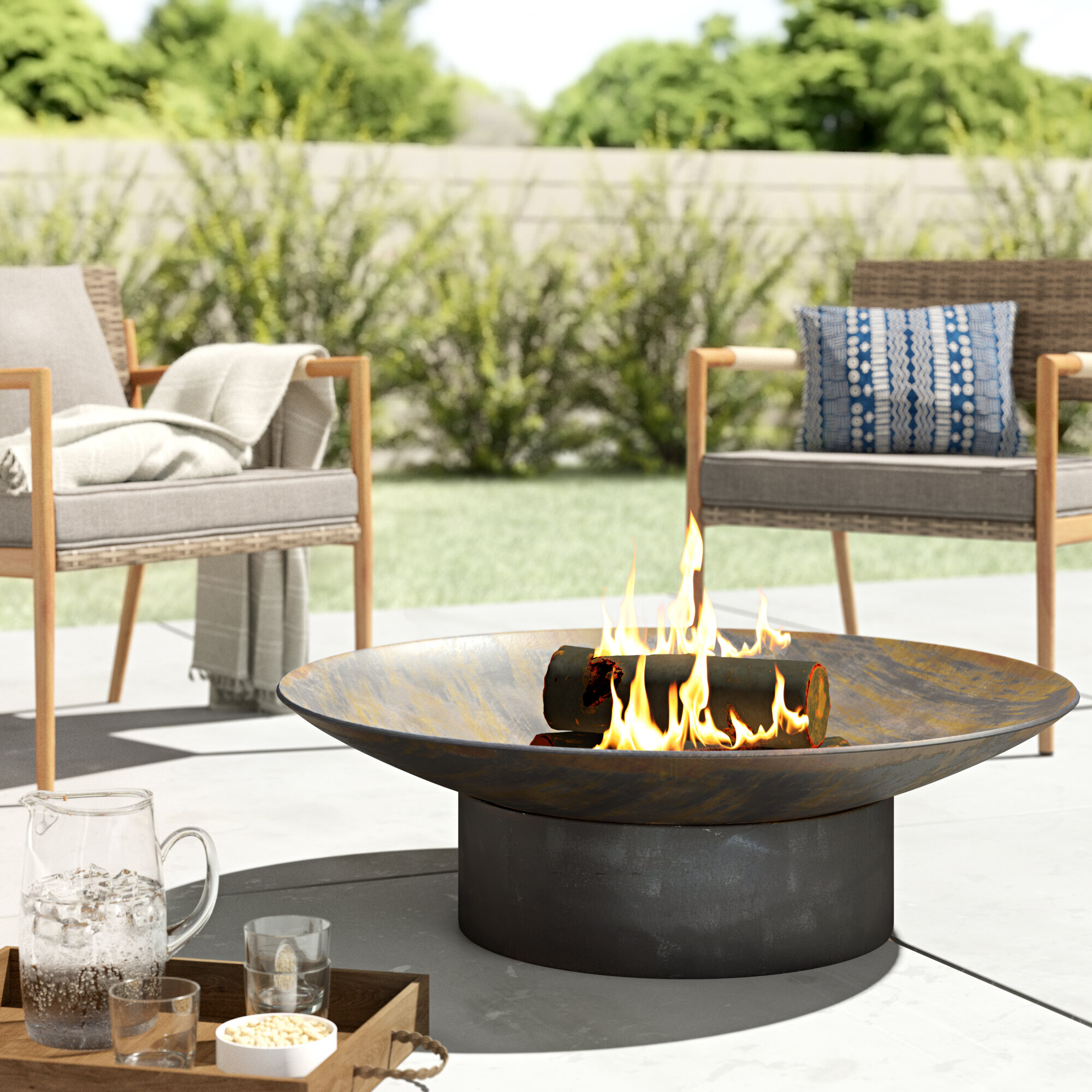 17 Stories Hartlepool Steel Wood Burning Outdoor Fire Pit Reviews Wayfair