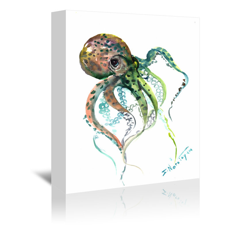 Bay Isle Home Octopus 2 Painting Print On Gallery Wrapped Canvas Reviews Wayfair