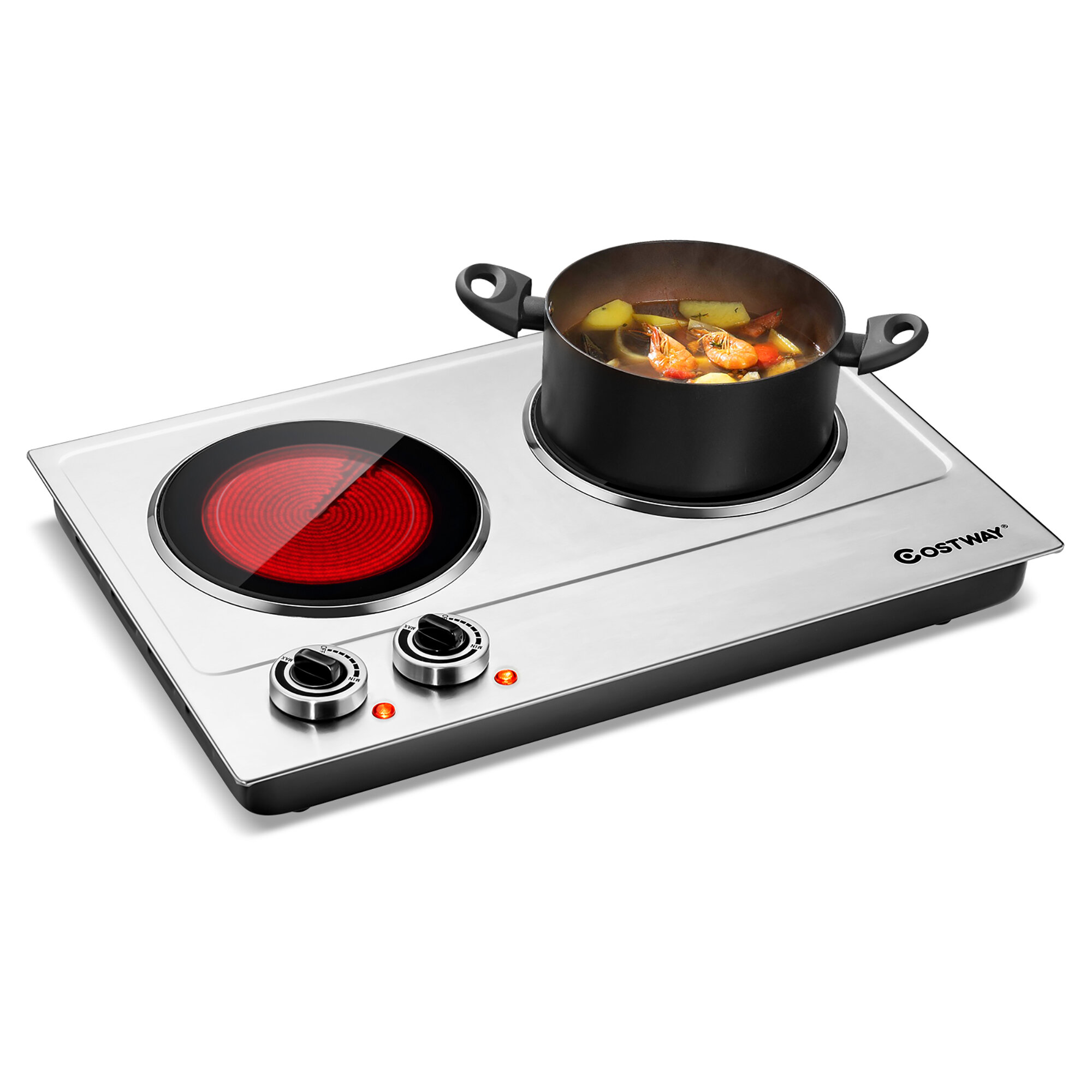 Electric Double Burner Hot Plate Portable Cooking Stove Cast Heater Kitchen 