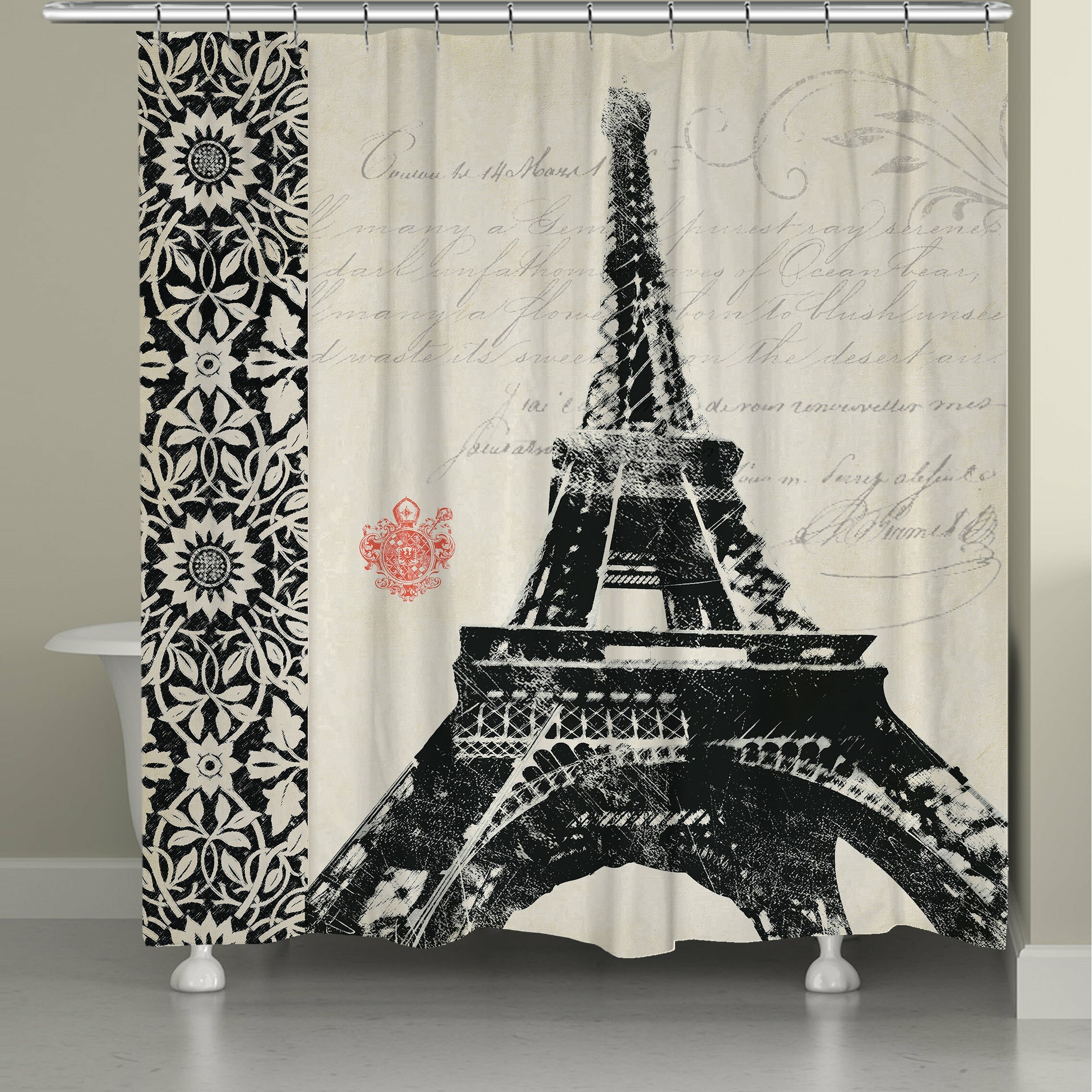 Mahala Eiffel Tower Border Single Shower Curtain