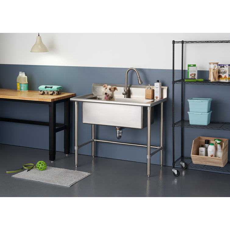 Trinity 41 7 L X 24 W Free Standing Laundry Sink With Faucet Reviews Wayfair