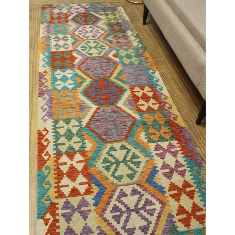 Foundry Select Hults Geometric Handmade Kilim Wool Rust Area Rug Wayfair