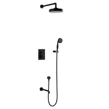 Details about   8" LED Mixer Shower Set Faucet Square Rainfall Hand Shower Black Colors 