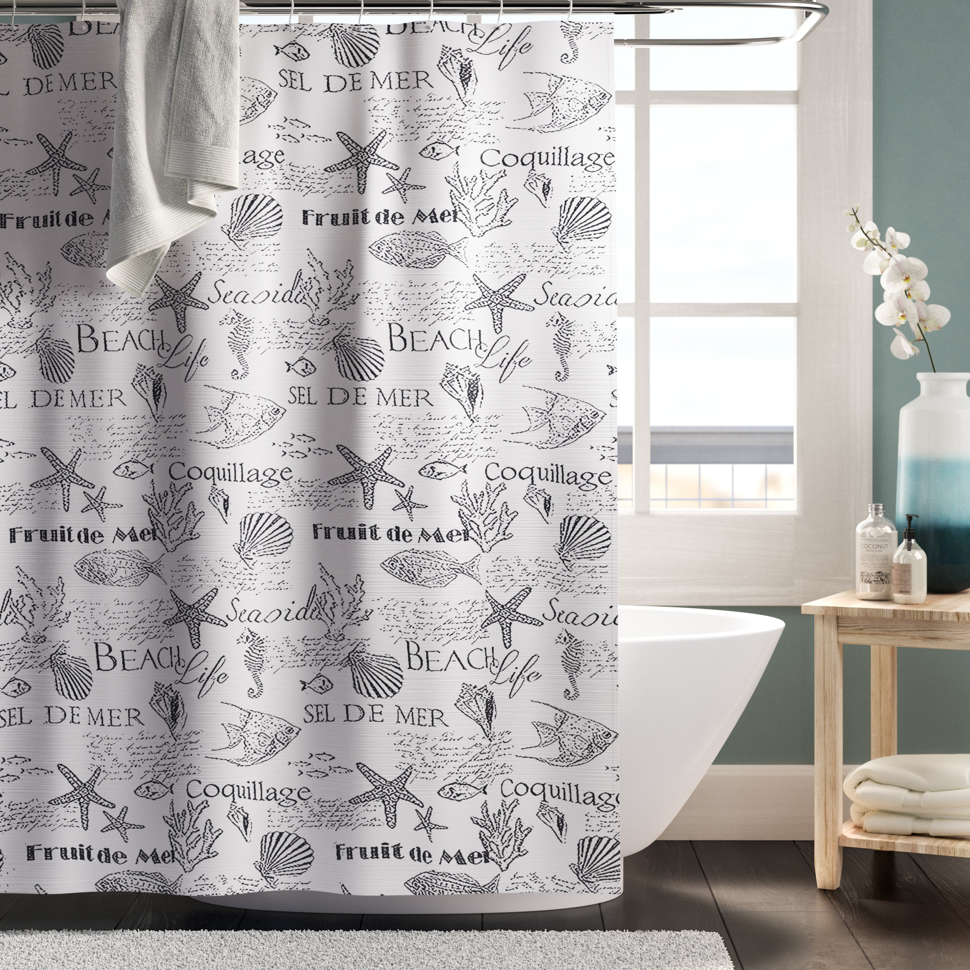 Beach Life Inspired Single Shower Curtain Beach Life Inspired Single Shower Curtain