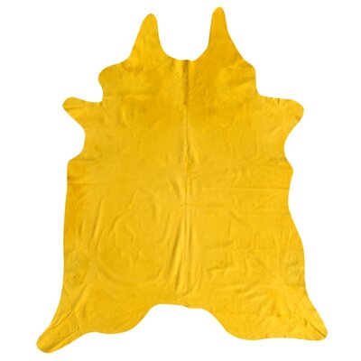 Dyed Brazilian Cowhide Yellow Area Rug Pergamino