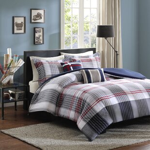 6 pc Full Bed in a Bag Bedding Set Plaid Comforter Pillow Case Sham Sheets 