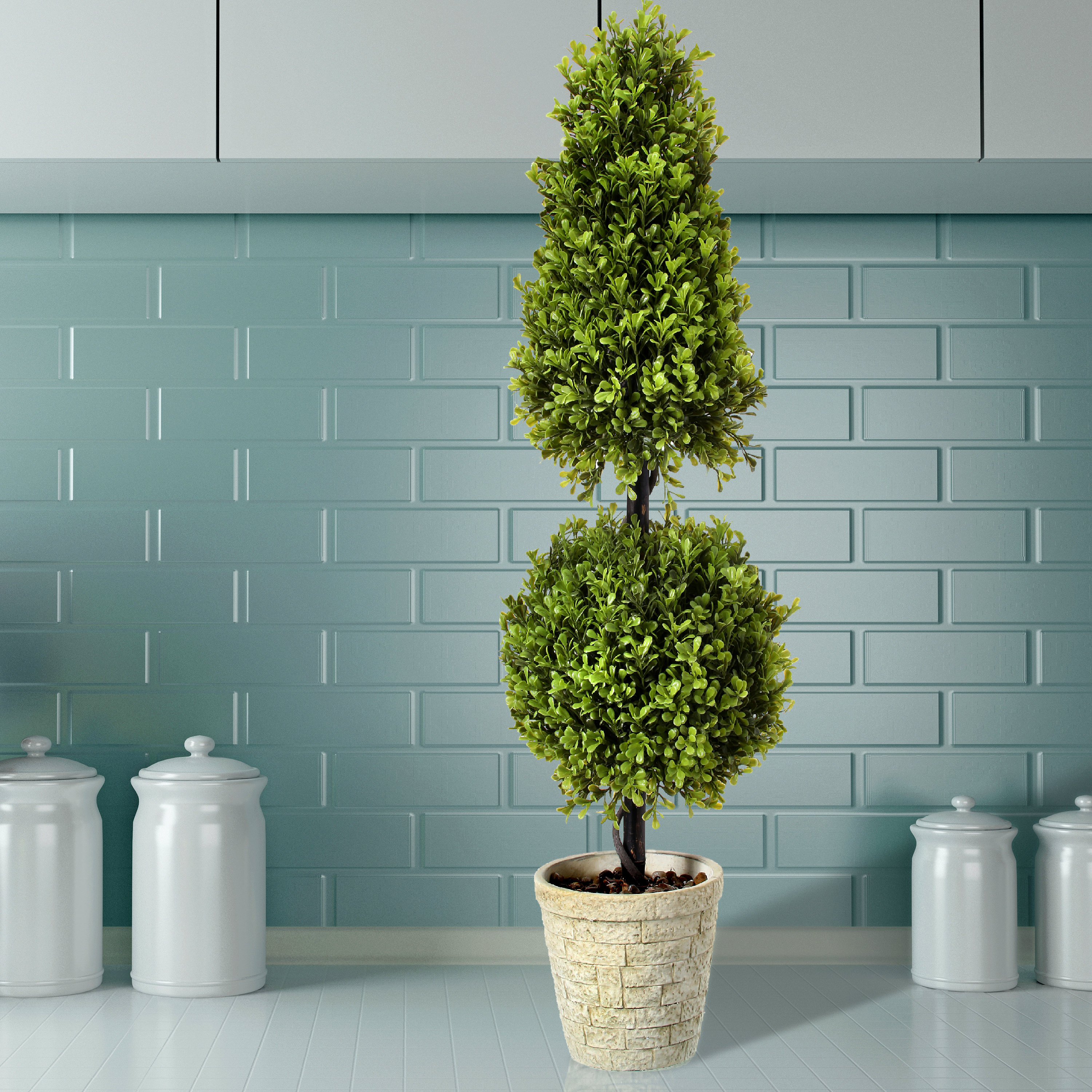 3 ft Artificial Topiary Bay Tree Pair Potted for Outdoor and Indoor Use