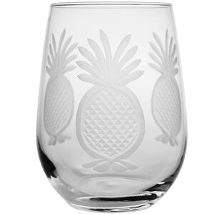 Pineapple 17 oz. Stemless Wine Glass (Set of 4)
