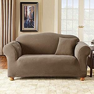 Stretch Pique Box Cushion Sofa Slipcover