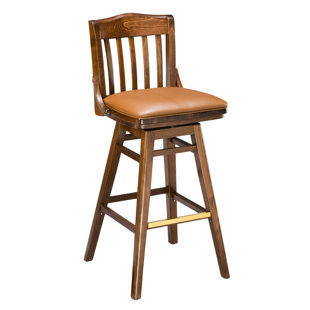 Go to store & view more images Chesebrough Beechwood School House Upholstered Seat Swivel Bar Stool by Loon Peak