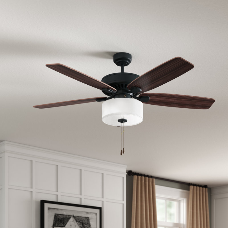 Three Posts 52 Sybilla 5 Blade Outdoor Standard Ceiling Fan With Pull Chain And Light Kit Included Reviews Wayfair