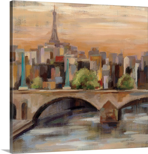 Canvas On Demand Sunset In Paris I By Silvia Vassileva Painting