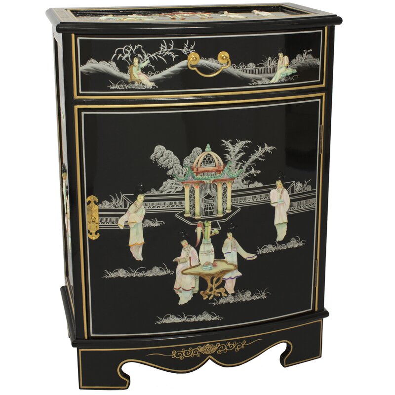 Oriental Furniture Chinese 2 Door Apothecary Accent Cabinet