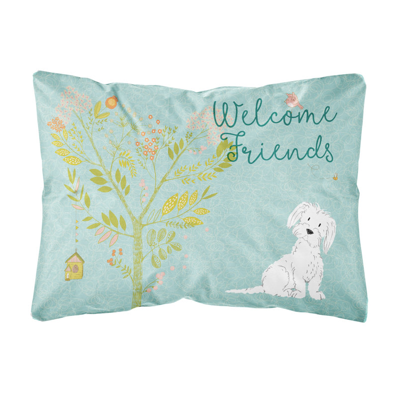 Winston Porter Lablanc Welcome Friends Maltese Indoor Outdoor Throw Pillow Wayfair