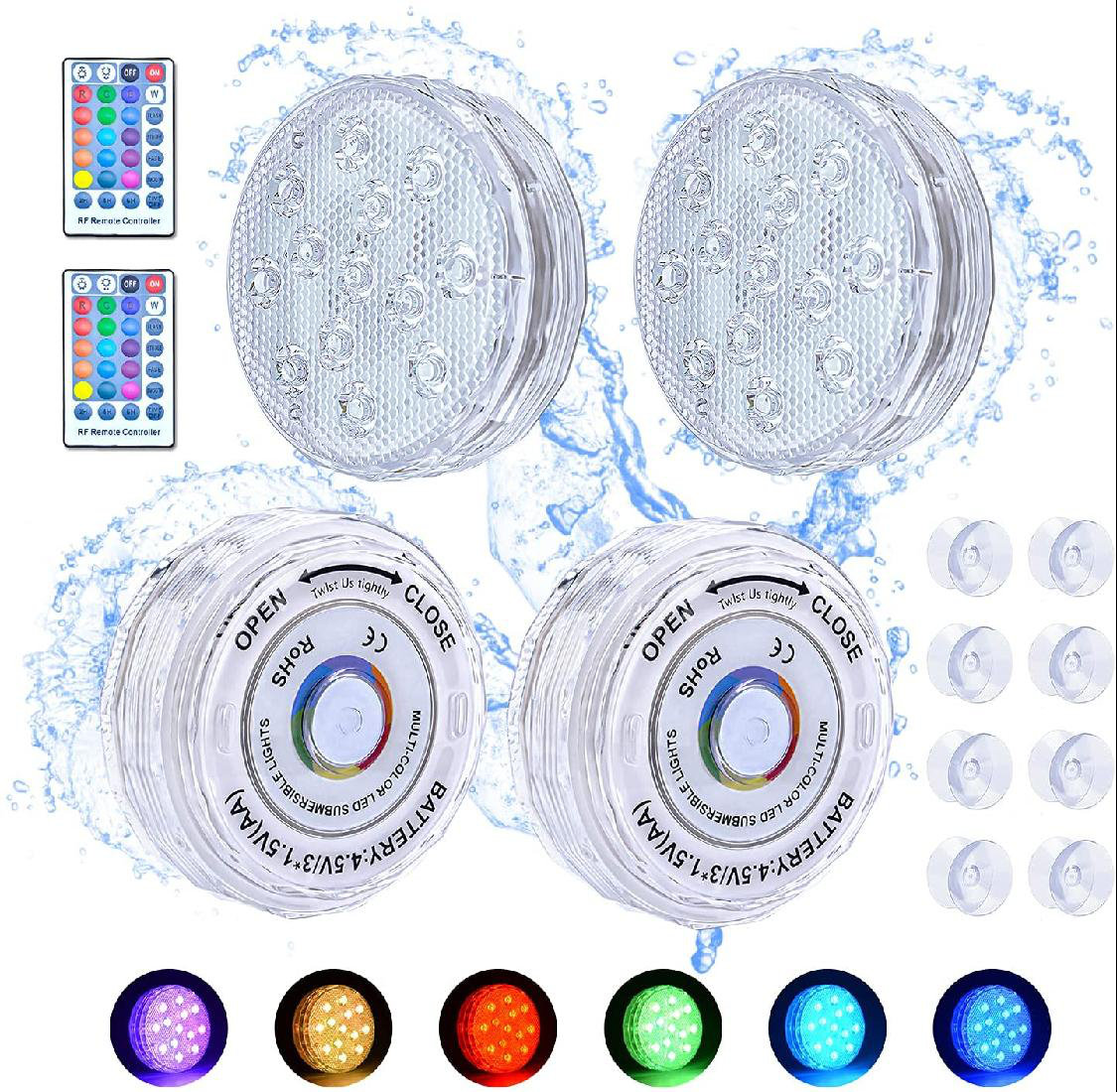 Lot 16 Colors Submersible Led Pool Light Underwater Hot Tub Pond Lights w/Remote 