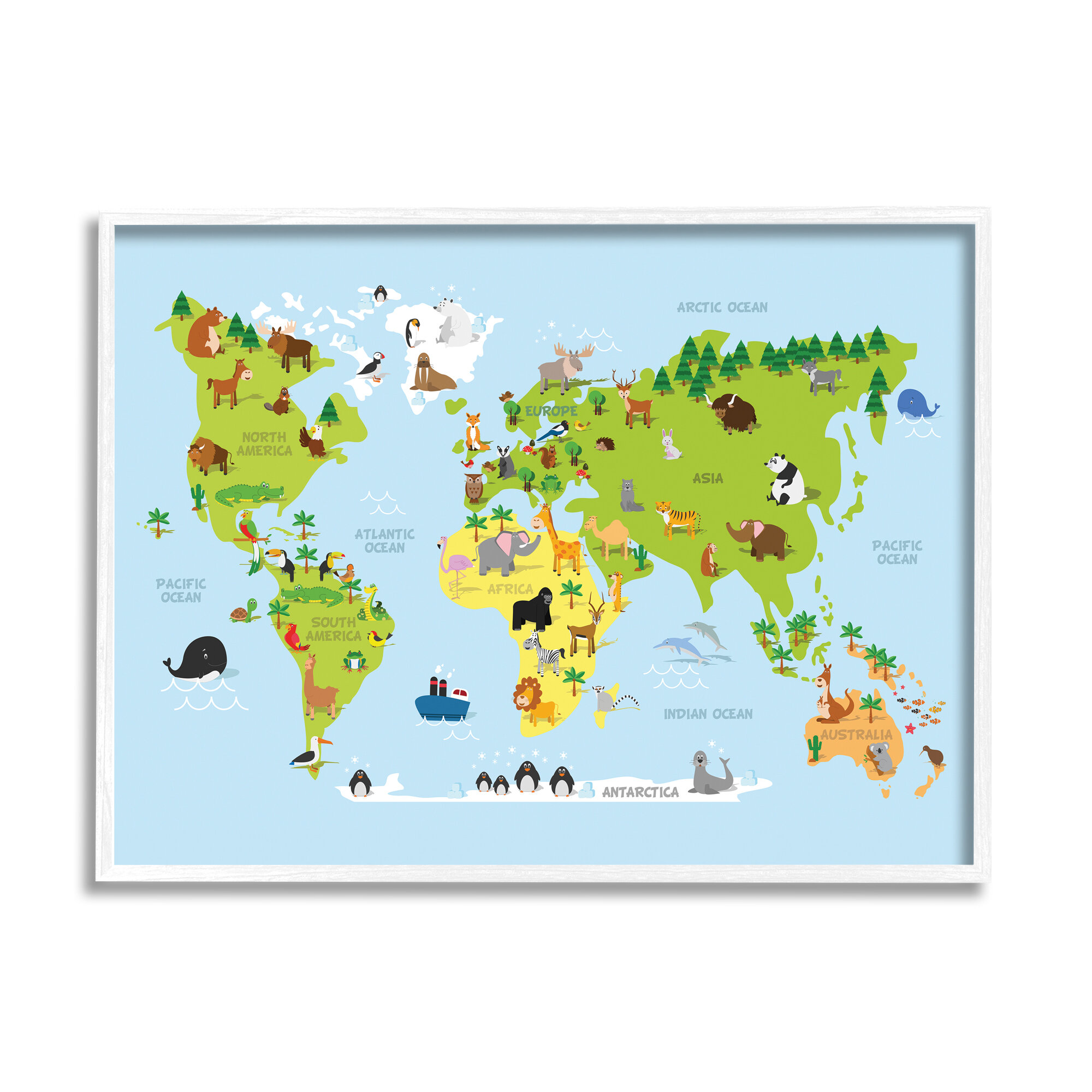 Harriet Bee Fester World Map Cartoon and Colorful Art & Reviews | Wayfair