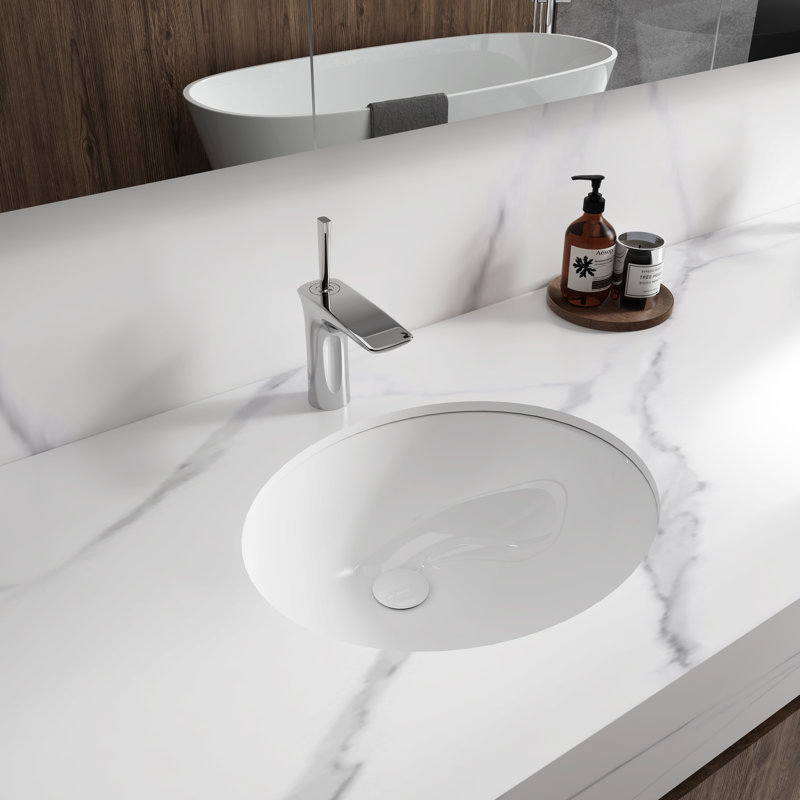 Eridanus White Ceramic Oval Undermount Bathroom Sink With Overflow Wayfair