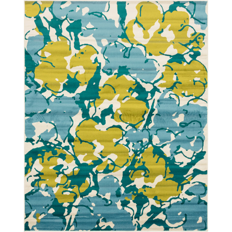 JaneSeymour™ Open Heart Yellow/Teal Area Rug & Reviews | Wayfair