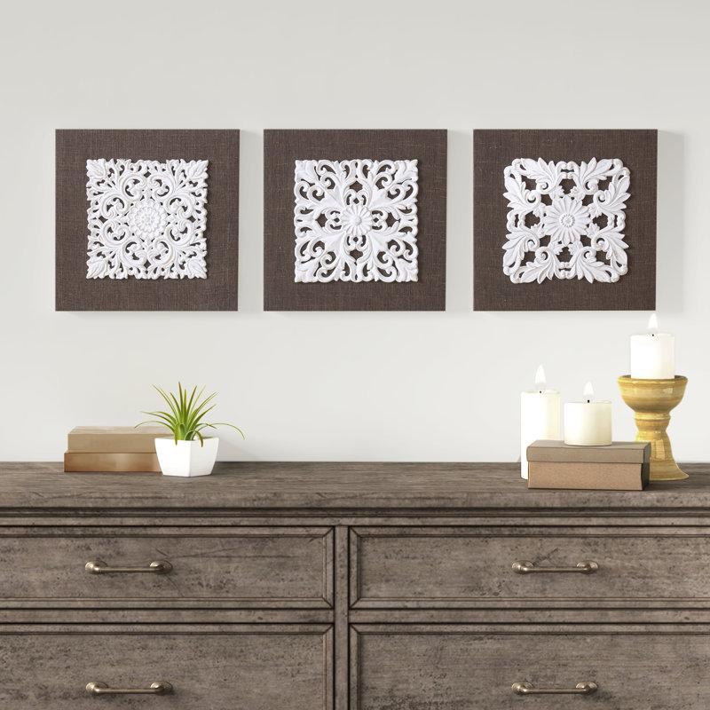 Home Decor Luxury 3pc Mandala White Rustic Wooden Charm Canvas Wall Art Home Furniture Diy Tohoku Morinagamilk Co Jp