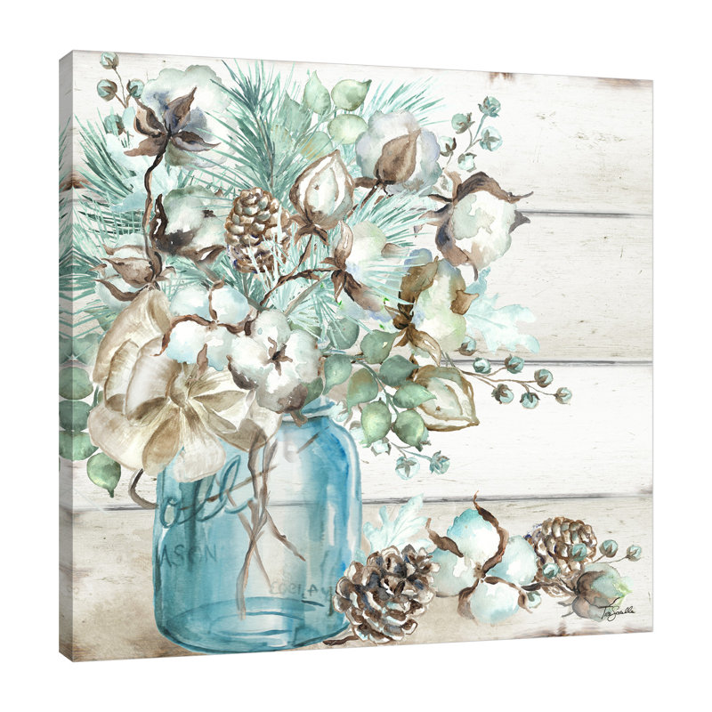 One Allium Way Cotton Boll And Pine Cones In A Mason Jar I