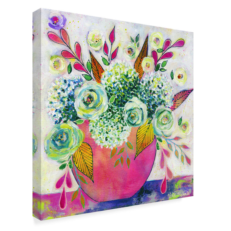 Charlton Home Seeds In Pink Vase Acrylic Painting Print On