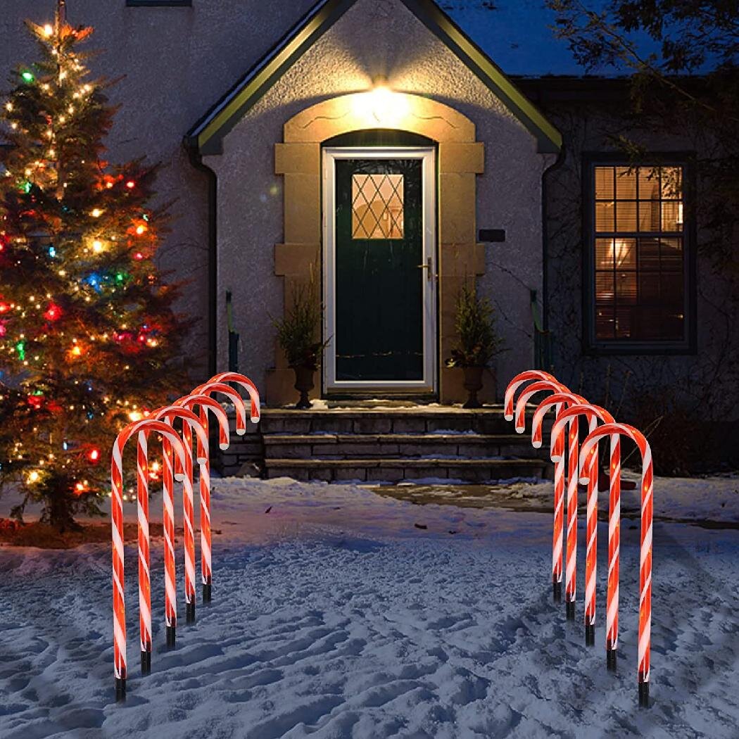 Christmas Pathway Candy Cane Walkway Light Stake Lamp Outdoor Yard Decor 