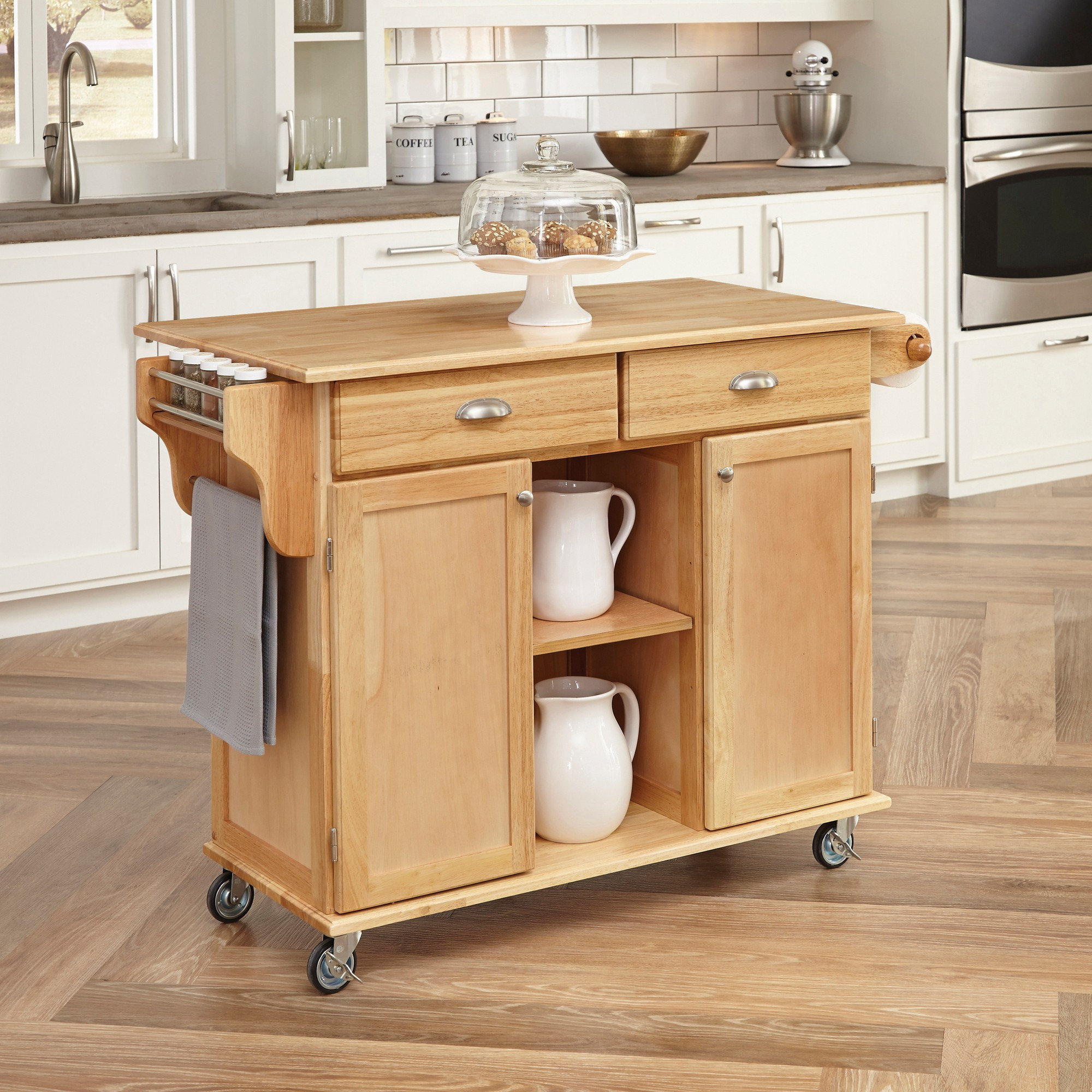 August Grove Lili 49 75 Solid Wood Kitchen Cart And Locking Wheels   Lili 4975 Solid Wood Kitchen Cart And Locking Wheels 