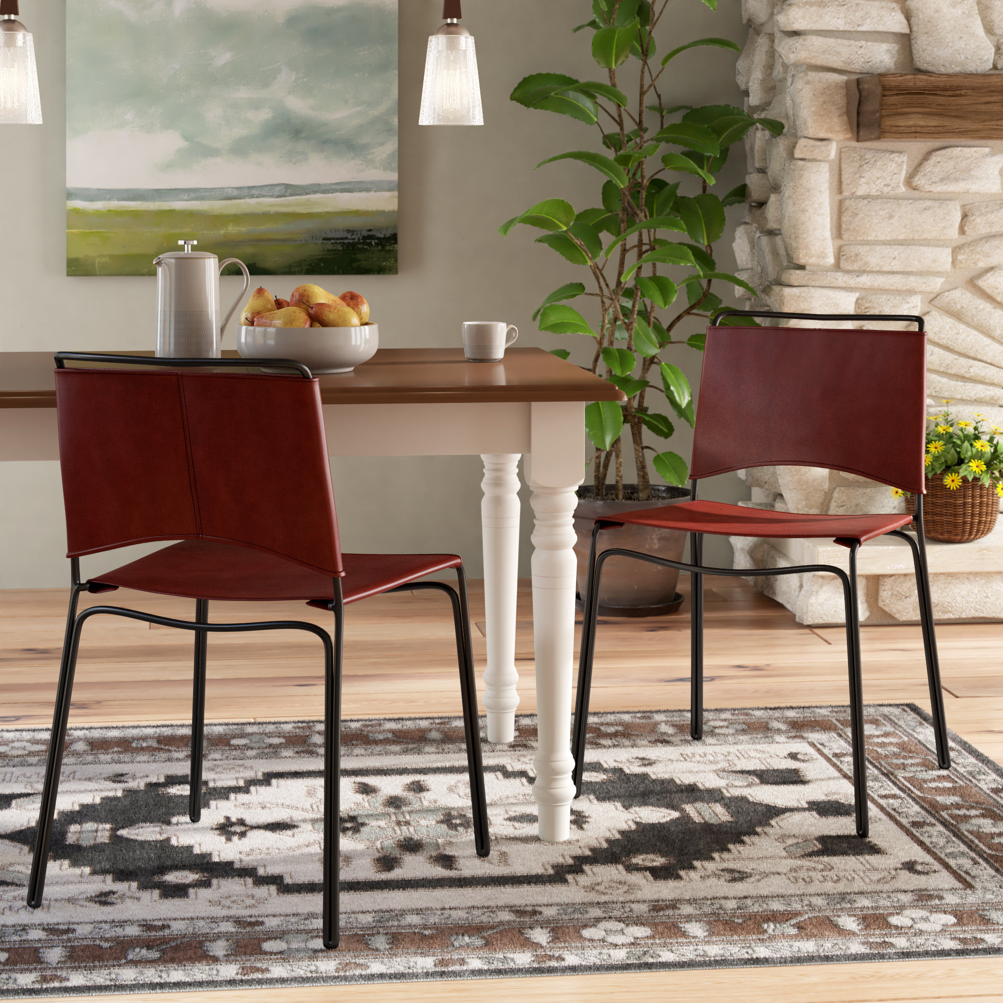 M A D Furniture Trace Genuine Leather Dining Chair Wayfair