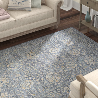 Lark Manor Johnston Isfahan Handmade Slate Area Rug Rug Size: Rectangle 2' x 3'7"