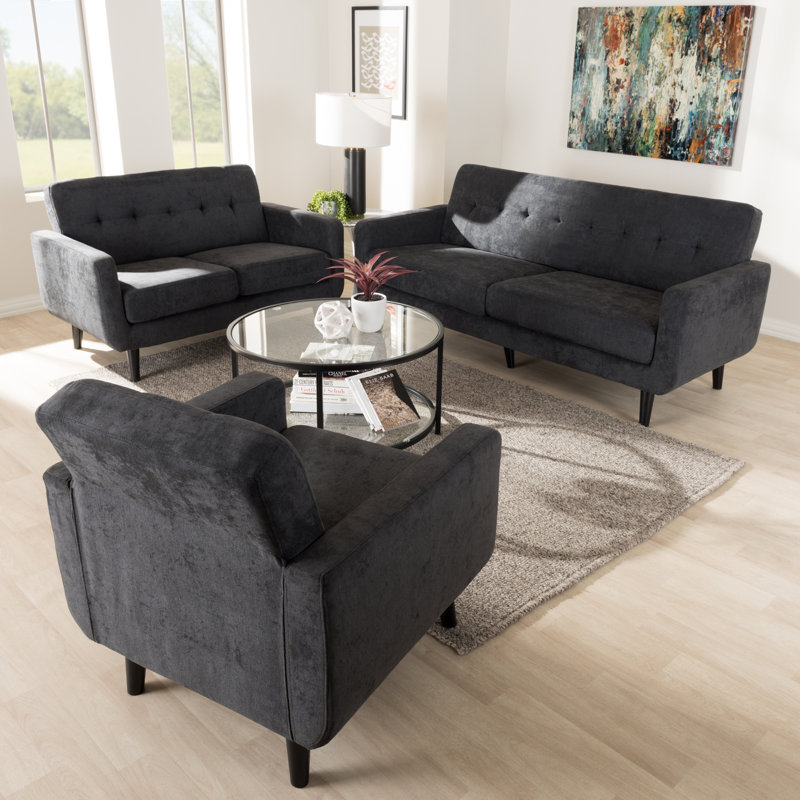 George Oliver Doty Mid Century Modern Upholstered 3 Piece Living George Oliver Doty Mid Century Modern