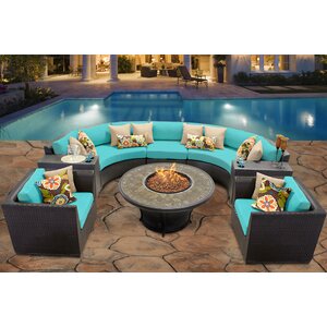 Barbados 8 Piece Fire Pit Seating Group with Cushion