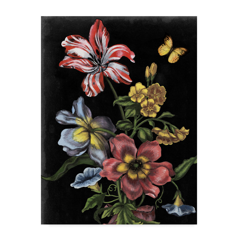 East Urban Home Dark Floral I Acrylic Painting Print On Wrapped