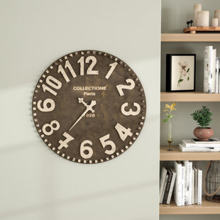 Review Oversized Oranger Wooden 28 Wall Clock by Gracie Oaks