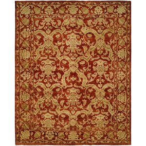 Hand-Knotted Red/Gold Area Rug