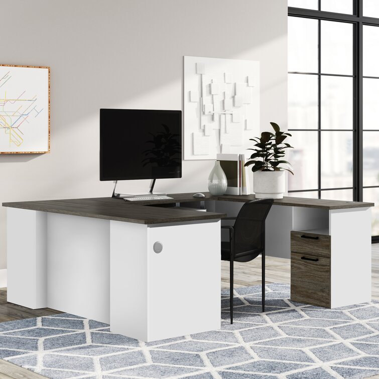 Upper Square™ Bronwen Reversible U-Shape Executive Desk with Built in ...