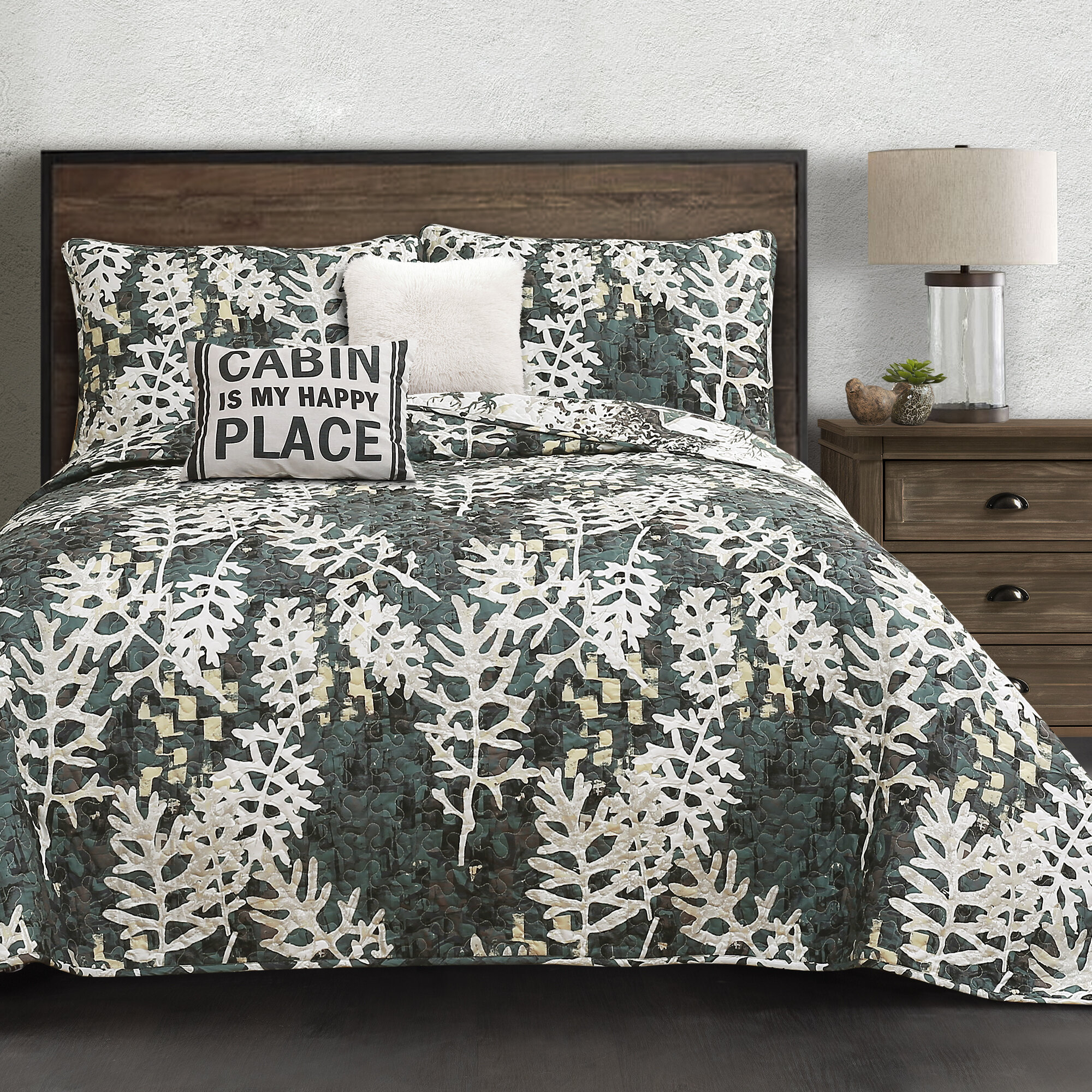 Millwood Pines Caballero Leaves Reversible Quilt Set Wayfair