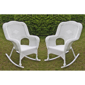 Narron Wicker Resin Outdoor Rocking Chair (Set of 2)