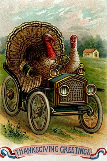Thanksgiving Greetings: A Quick Getaway - Vintage Advertisement