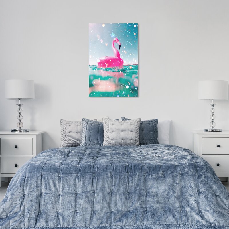 Nautical and Coastal Pink Flamingo Fun Coastal - Wrapped Canvas Graphic Art Print