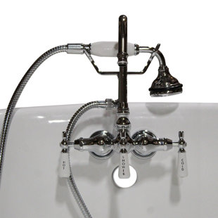 Go to store & view more images Cambridge Plumbing Clawfoot Wall Mount Brass Tub Faucet with Hand Held Shower