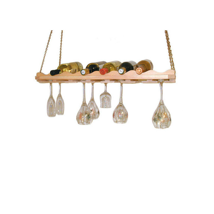 8 Bottle Wall Mounted Wine Bottle And Glass Rack